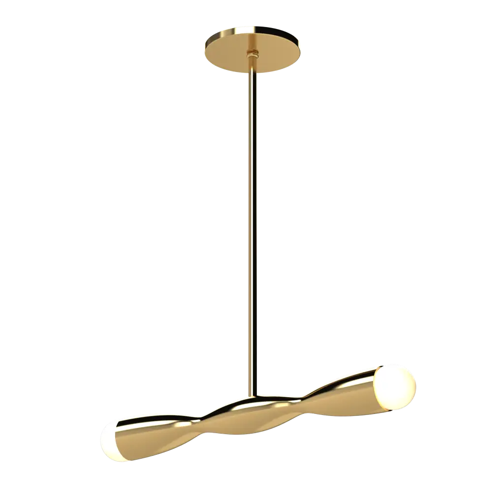 Gold pendant light fixture on a white background
