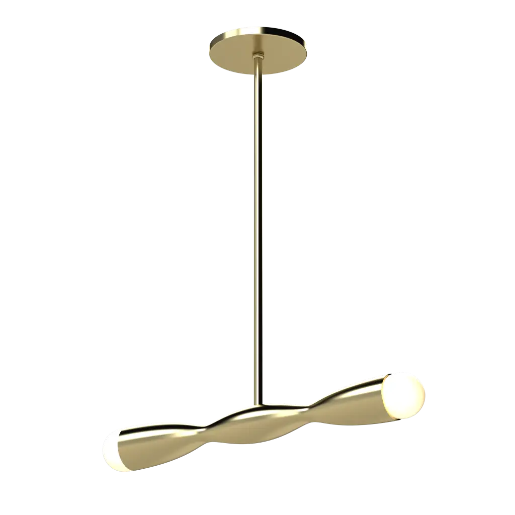 Gold pendant light fixture on a white background