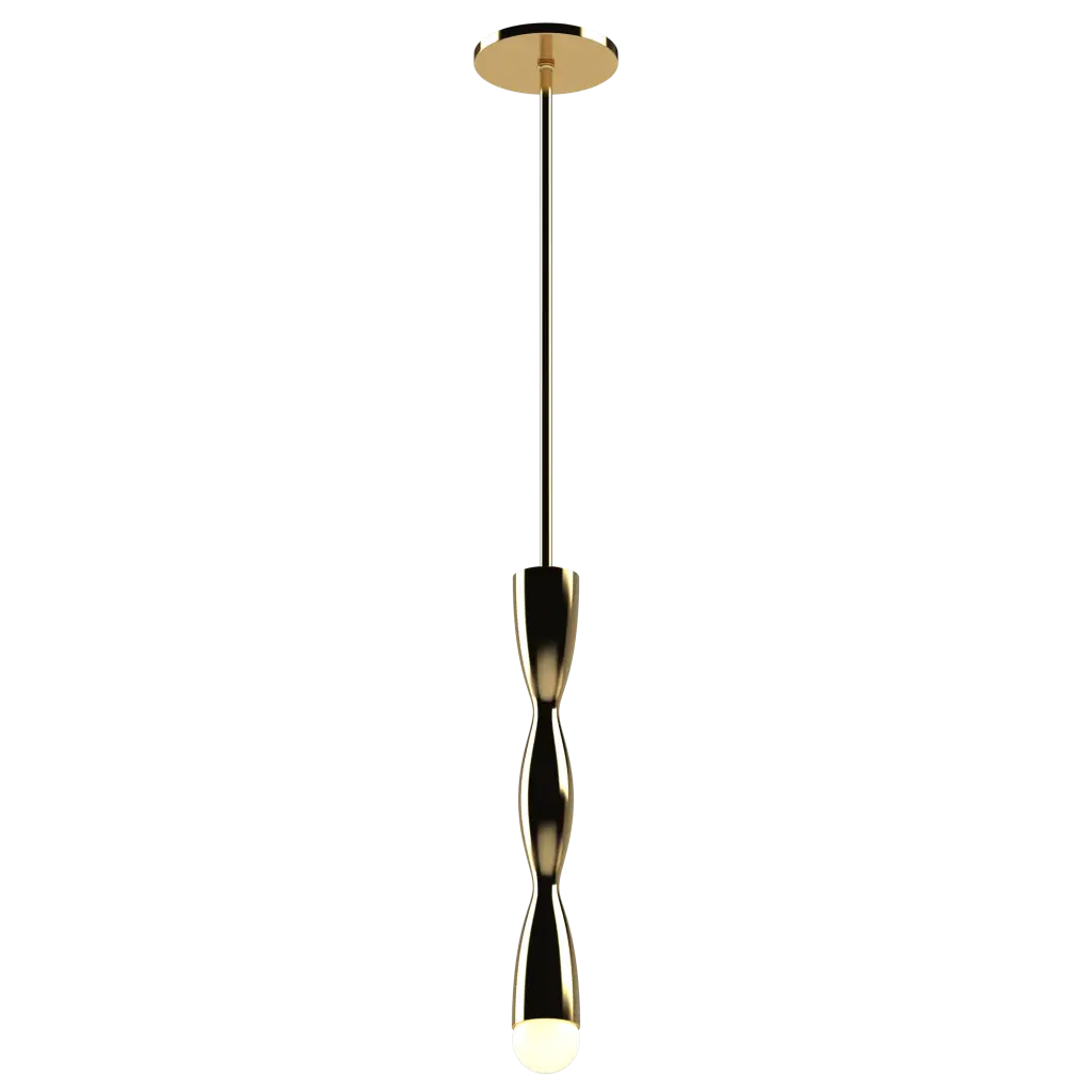 Gold pendant light on a white background