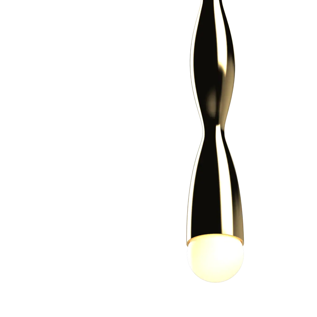 Modern pendant light with a wavy design on a white background