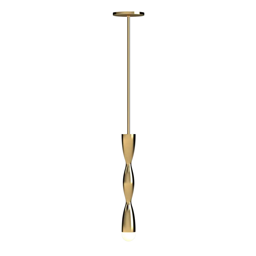 Gold pendant light on a white background