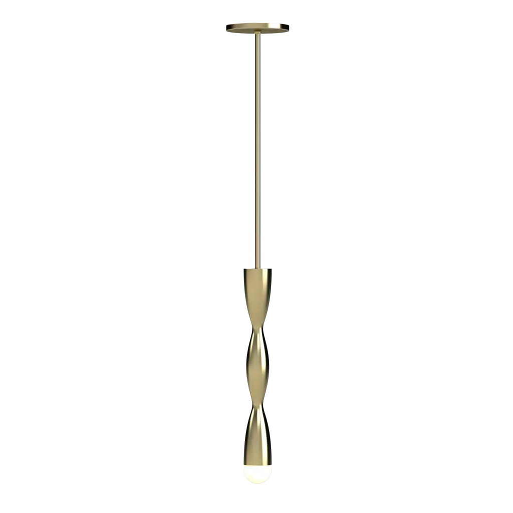 Gold pendant light fixture on a white background