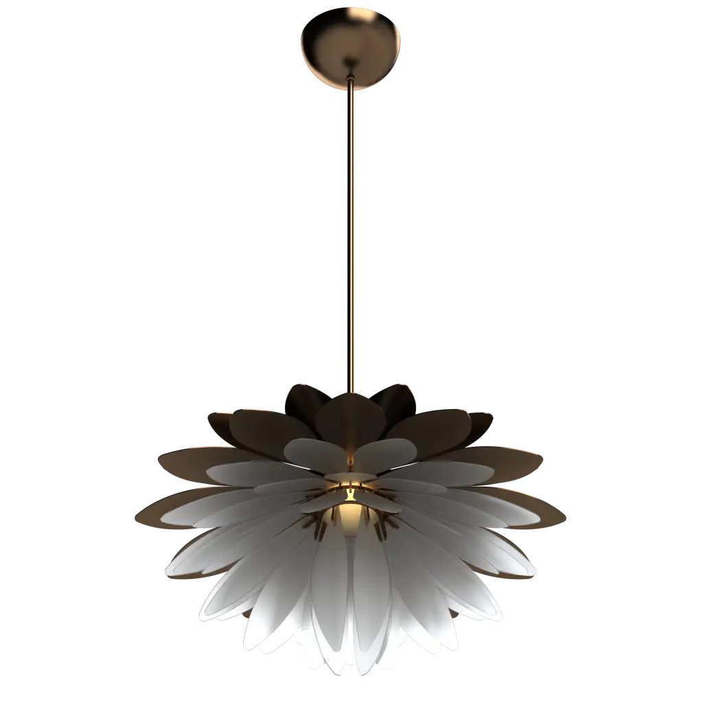 Modern pendant light with a unique design on a white background