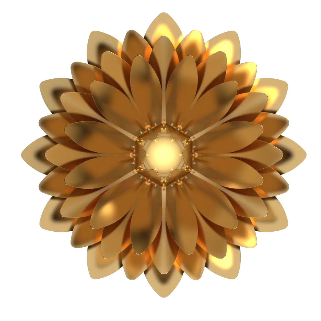 Gold floral light fixture on a white background