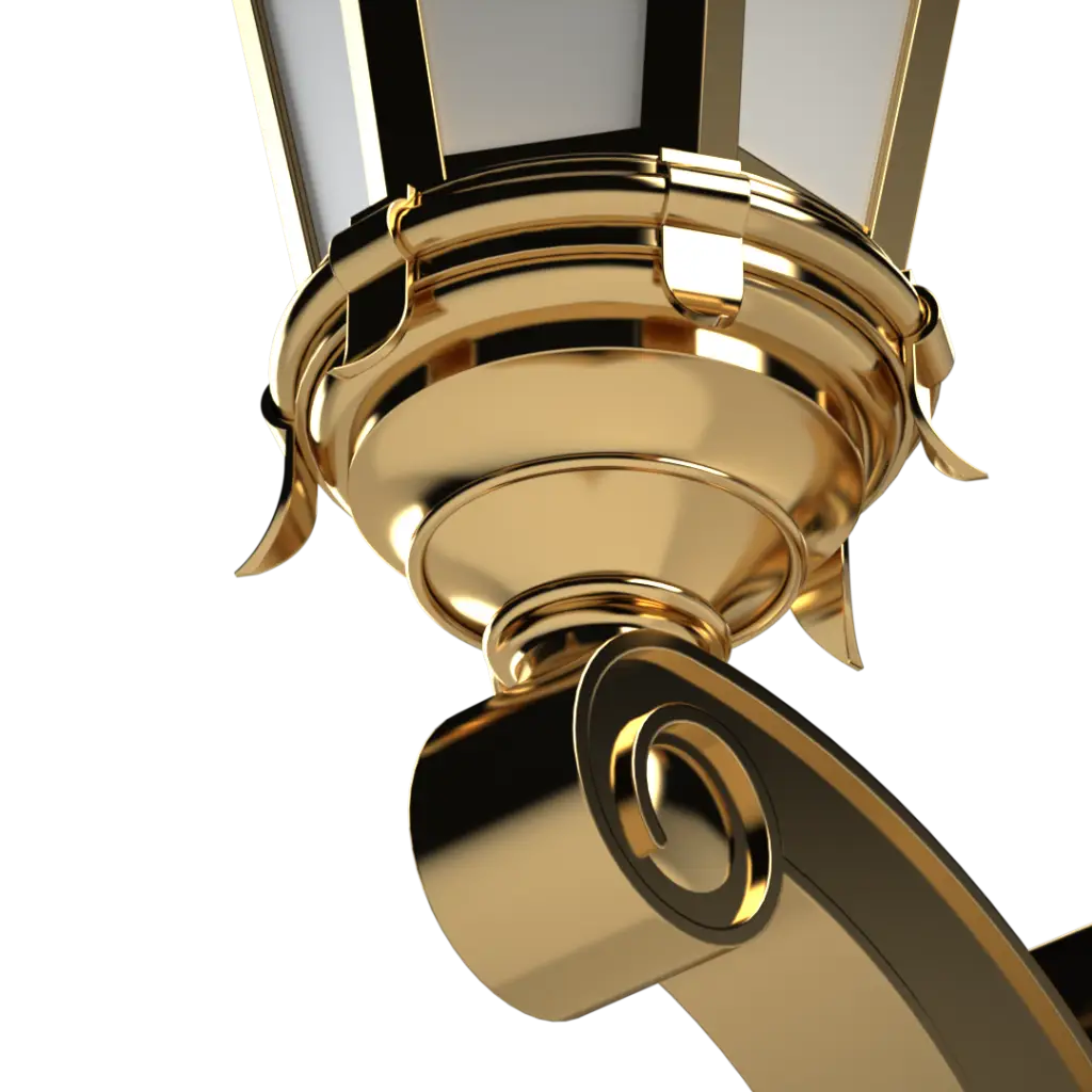 Close-up of a gold decorative element on a white background