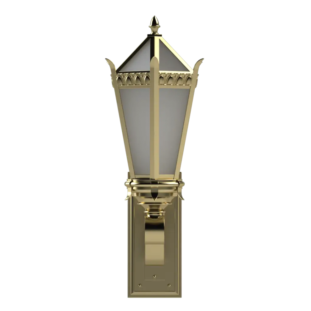 Decorative outdoor wall light fixture on a white background