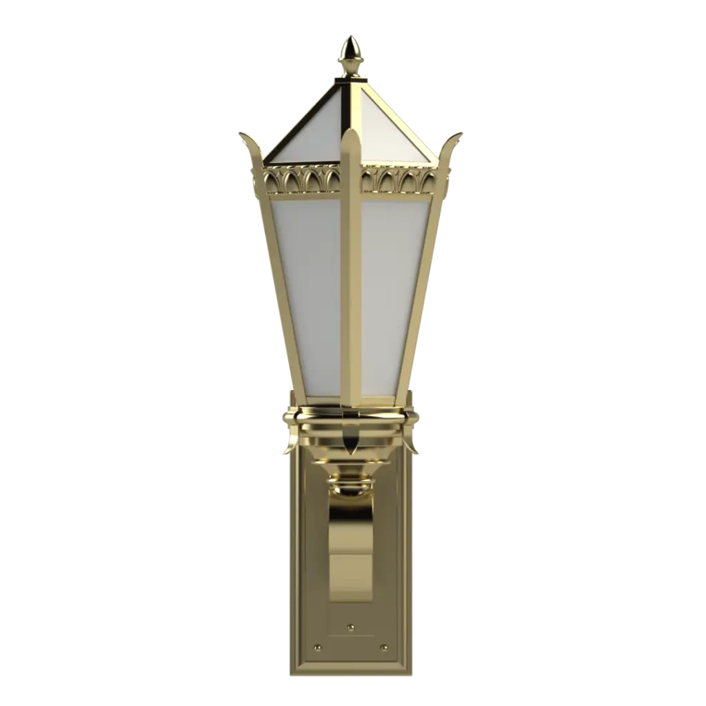 Decorative outdoor wall light fixture on a white background