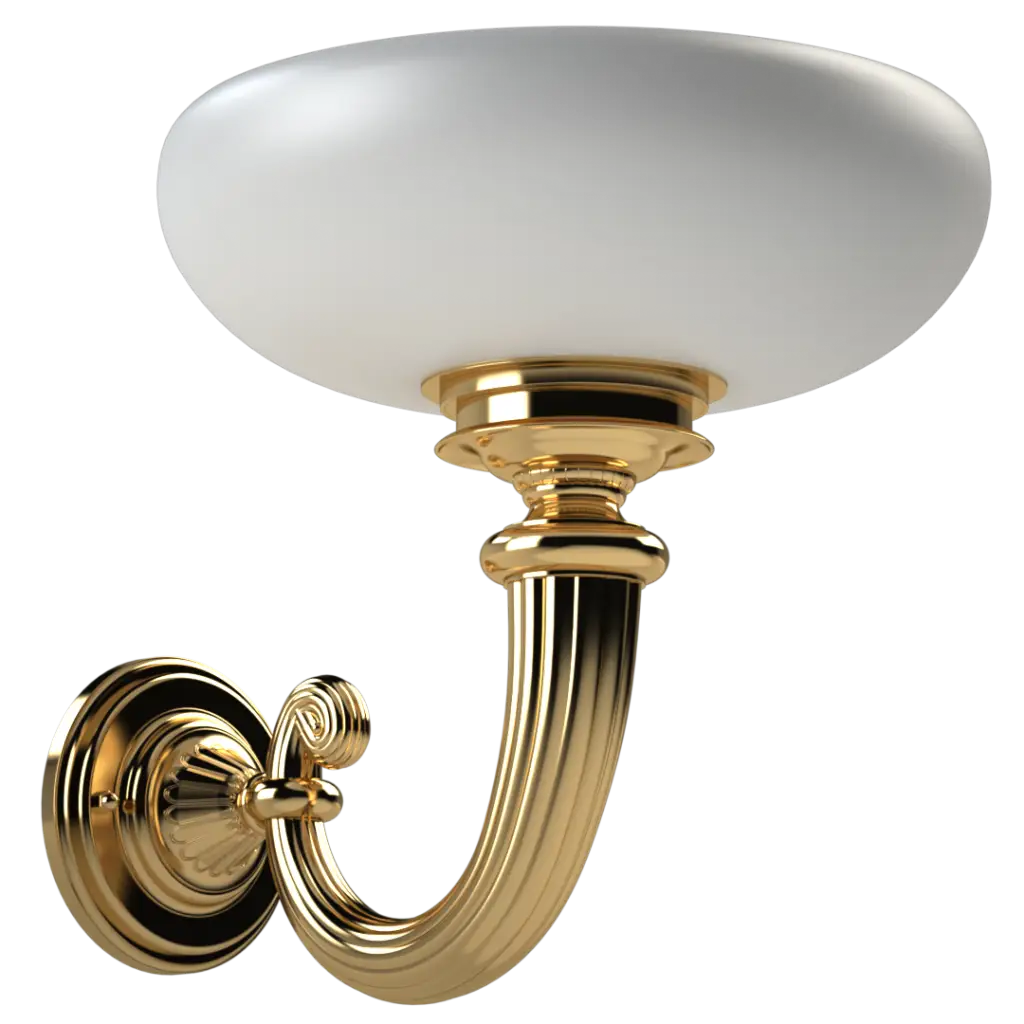 Brass wall sconce with an alabaster shade.
