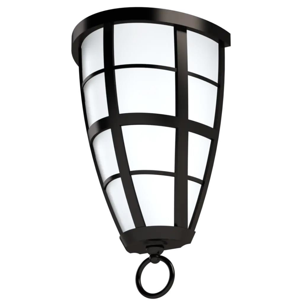 A black metal outdoor wall lantern with a white frosted glass diffuser.
