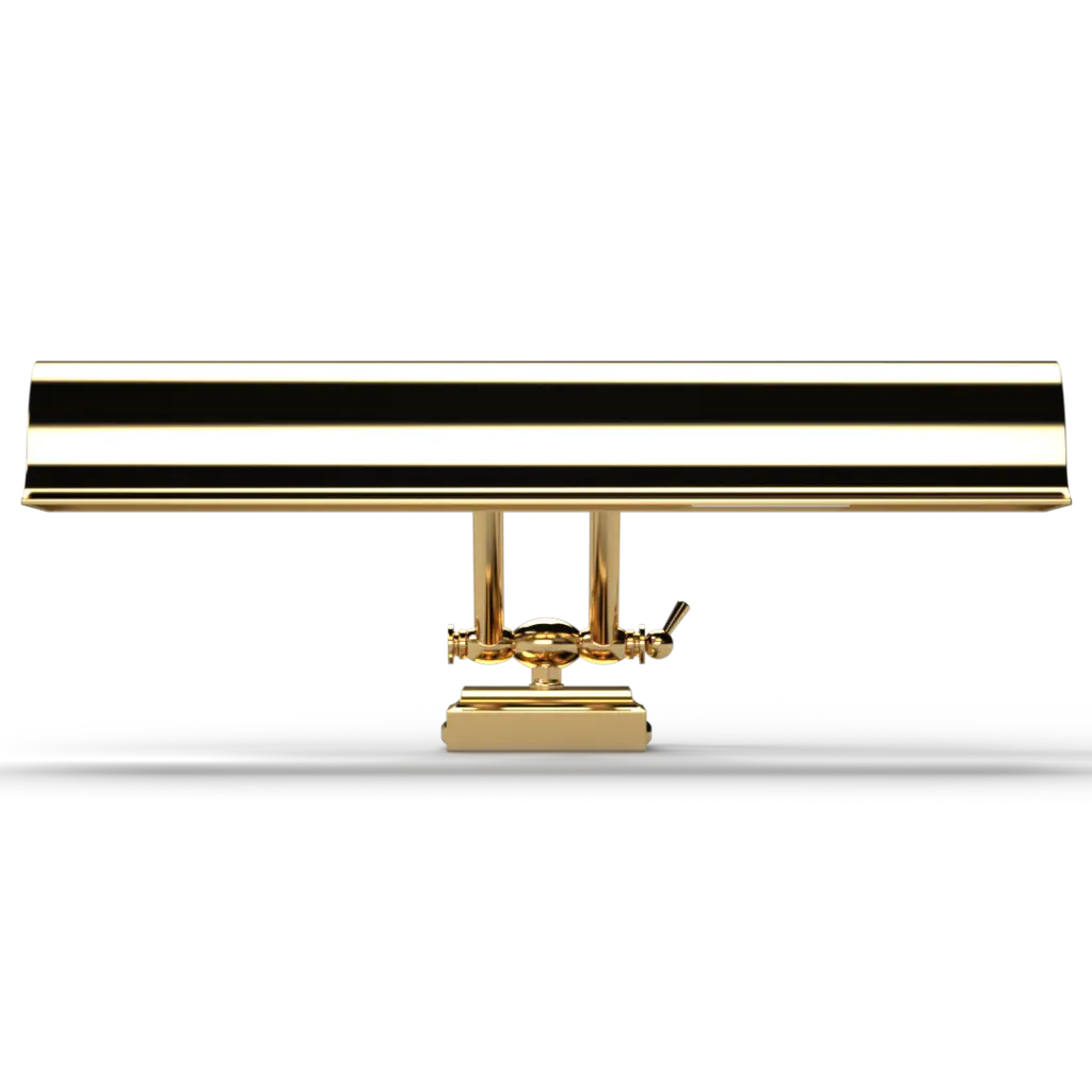 Decorative object with black and gold horizontal bars on a white background