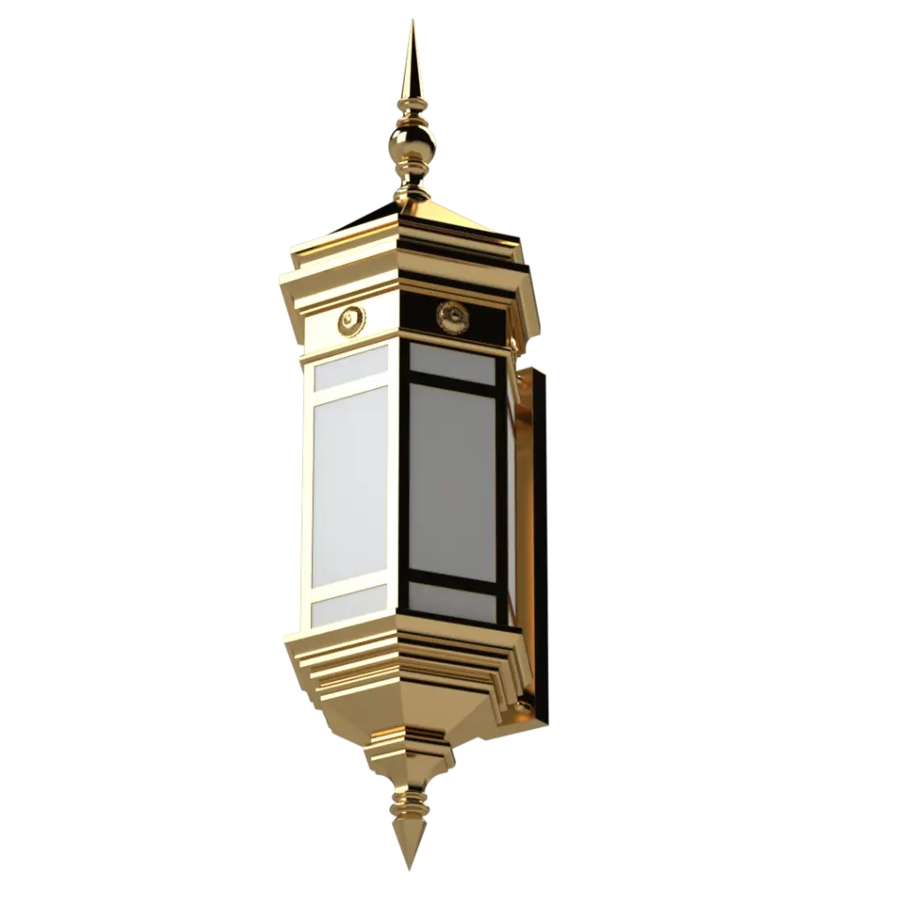 Ornate gold and white decorative wall lantern.