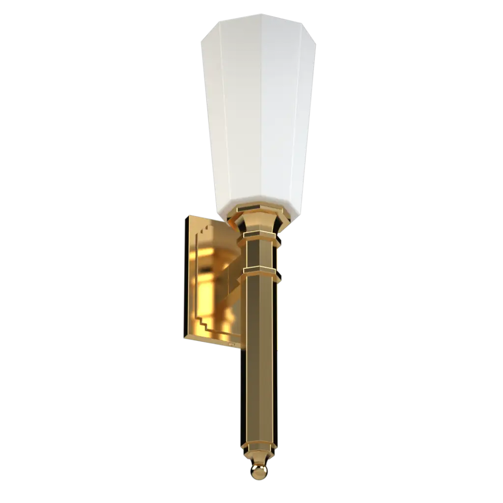 Gold and white wall sconce.