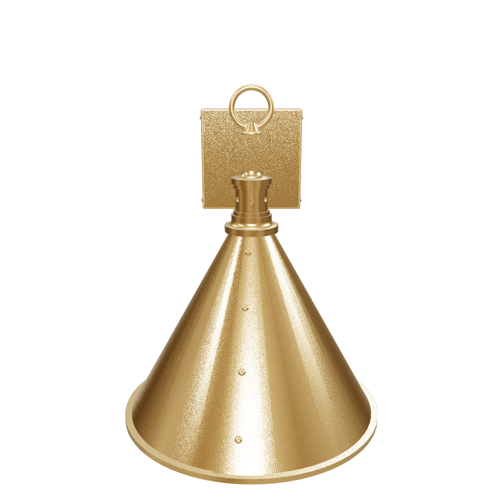 Gold wall-mounted light fixture on a white background