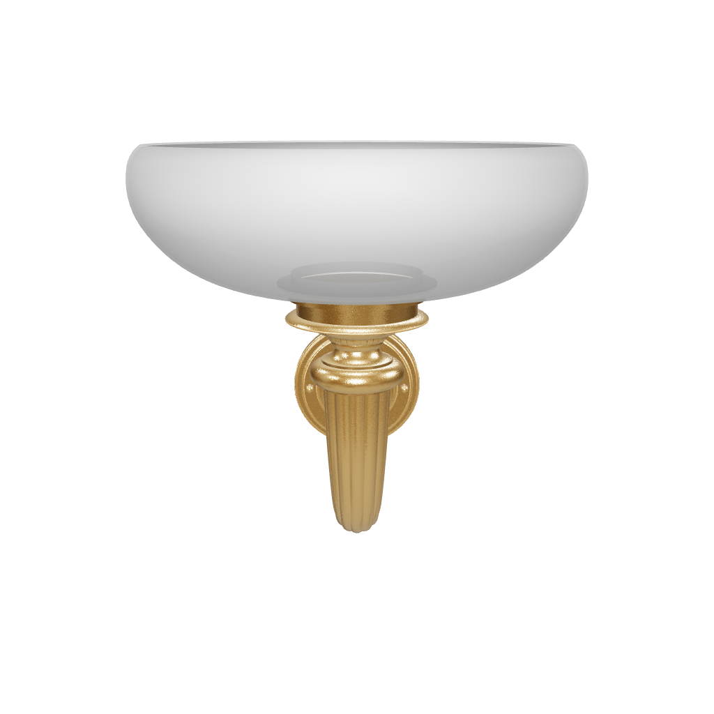 Gold robe hook with white glass cover on a white background